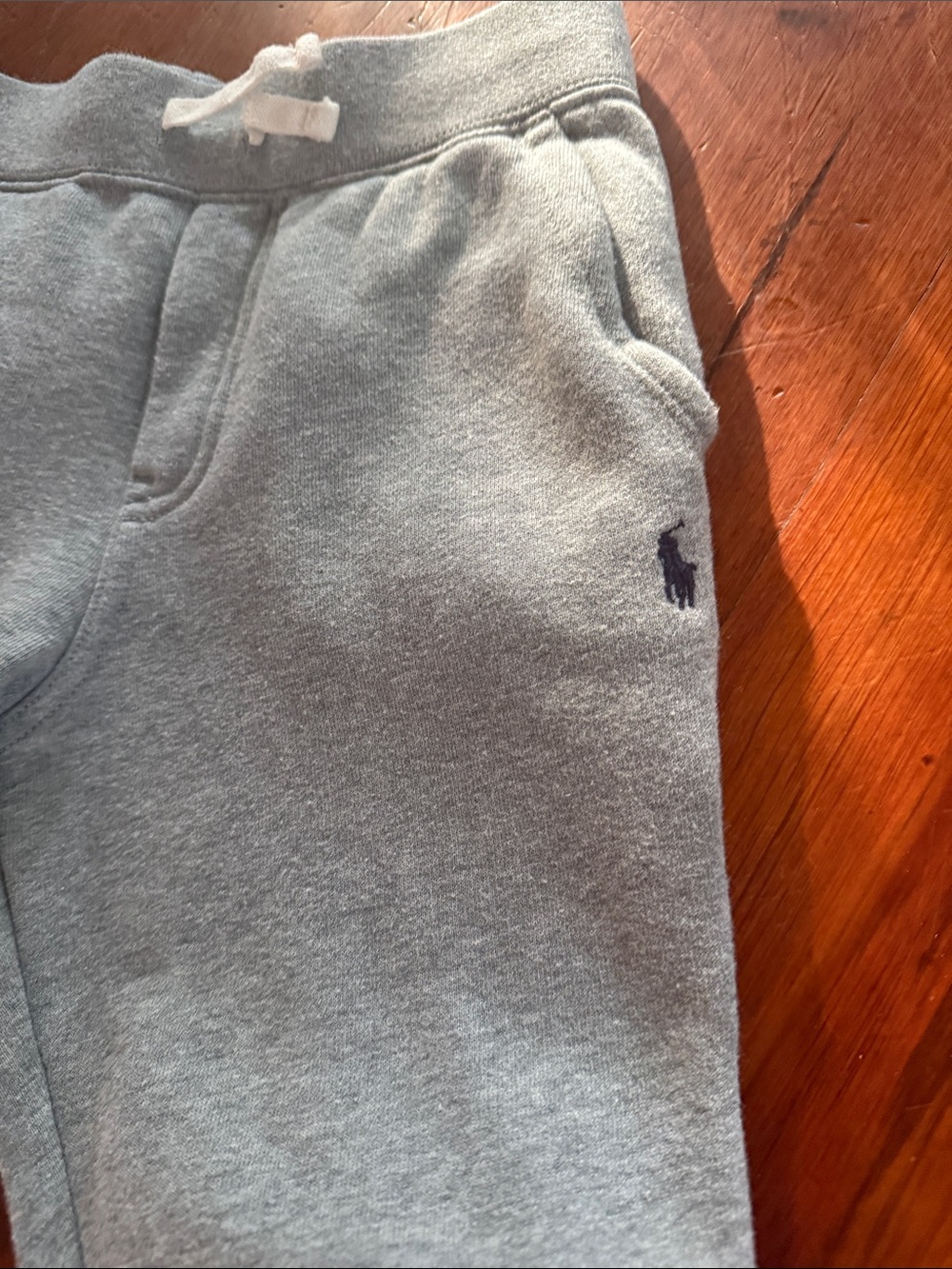 Polo by Ralph Lauren Kids Light Gray Sweat Joggers with Navy Logo Size 7